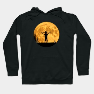 Moon dad father and daughter at full moon night Hoodie